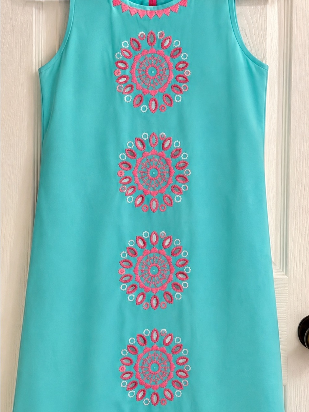 Vineyard Vines Turquoise Dress with Pink Embroidery